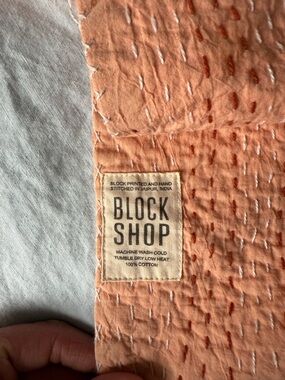 Block Shop Hand-Stitched Peach Kantha Throw